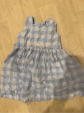 Marks & Spencer Light Blue Gingham Dress with Floral Embroidery